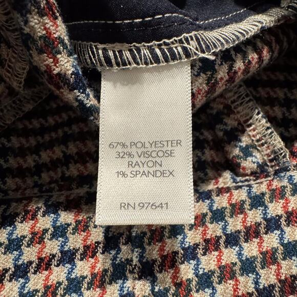 J Jill Womens Pants Pull On Elastic Waist Pockets Tan Red Blue Size 12 IP - Picture 3 of 5